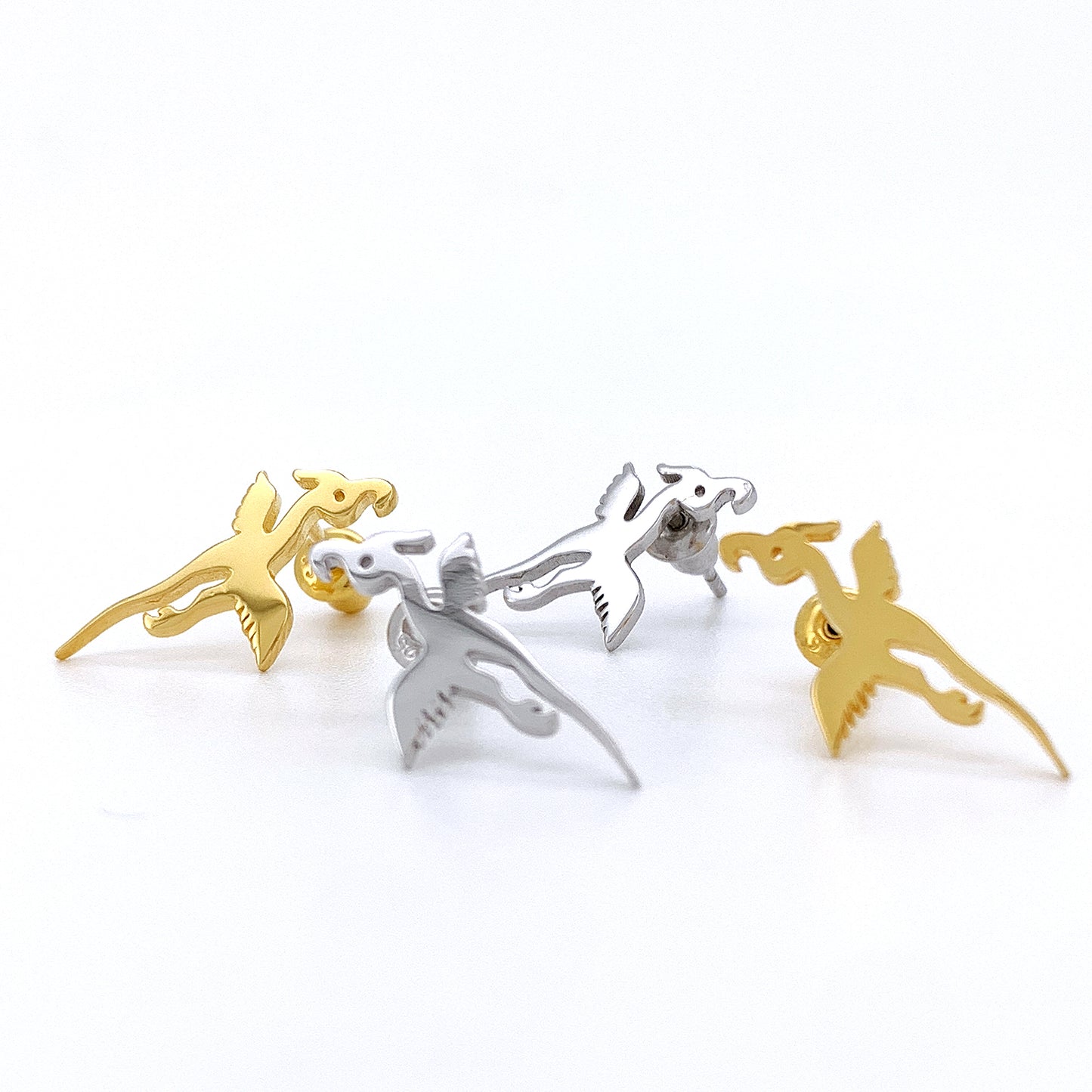Boucles d'oreilles à tige en forme d'oiseau