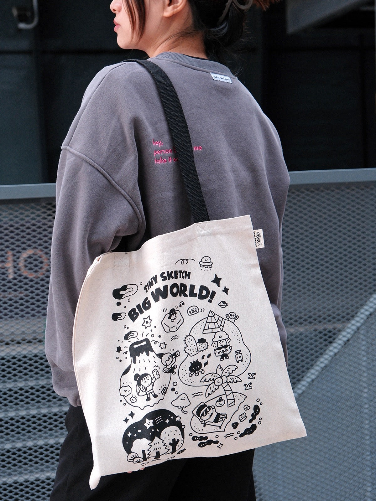 Hand-drawn Comic Canvas Bag